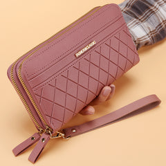 Women's Simple Double Zipper Multiple Card Slots Long Wallet