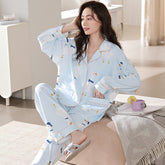Women's Cotton Pajamas Long Sleeve Trousers Suit