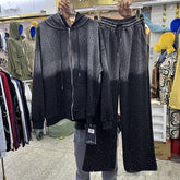 Hooded Loose Long Sleeves Zipper Jacket Waist Pants Suit