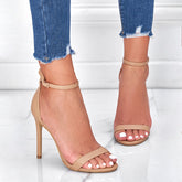 European And American Large Size Black Square Toe Shoes Stiletto Heel Pumps Strap Sandals