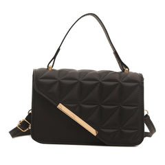 Simple Fashion Solid Color Diamond Indentation Handbag