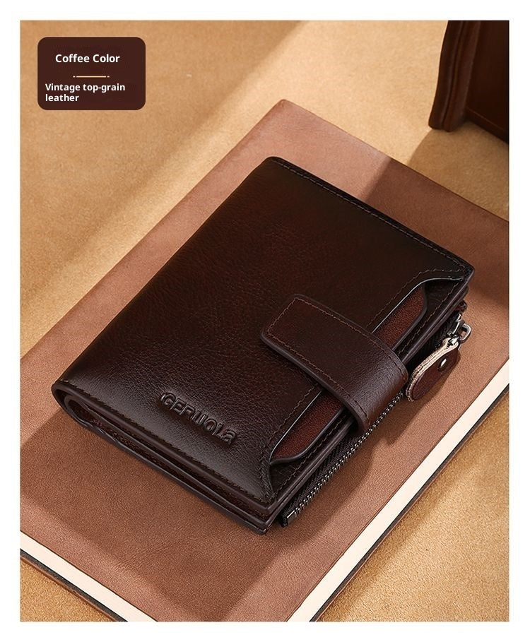 Men's Short Large Capacity Multiple Card Slots Multifunctional Zipper Small Wallet