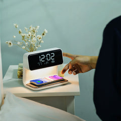 3 In 1 Bedside Lamp Wireless Charging LCD Screen